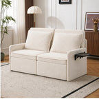 Canapé droit convertible en tissu chenille avec dossier réglable - Milan