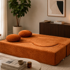 Canapé droit convertible en tissu chenille livré avec deux coussins - Oslo