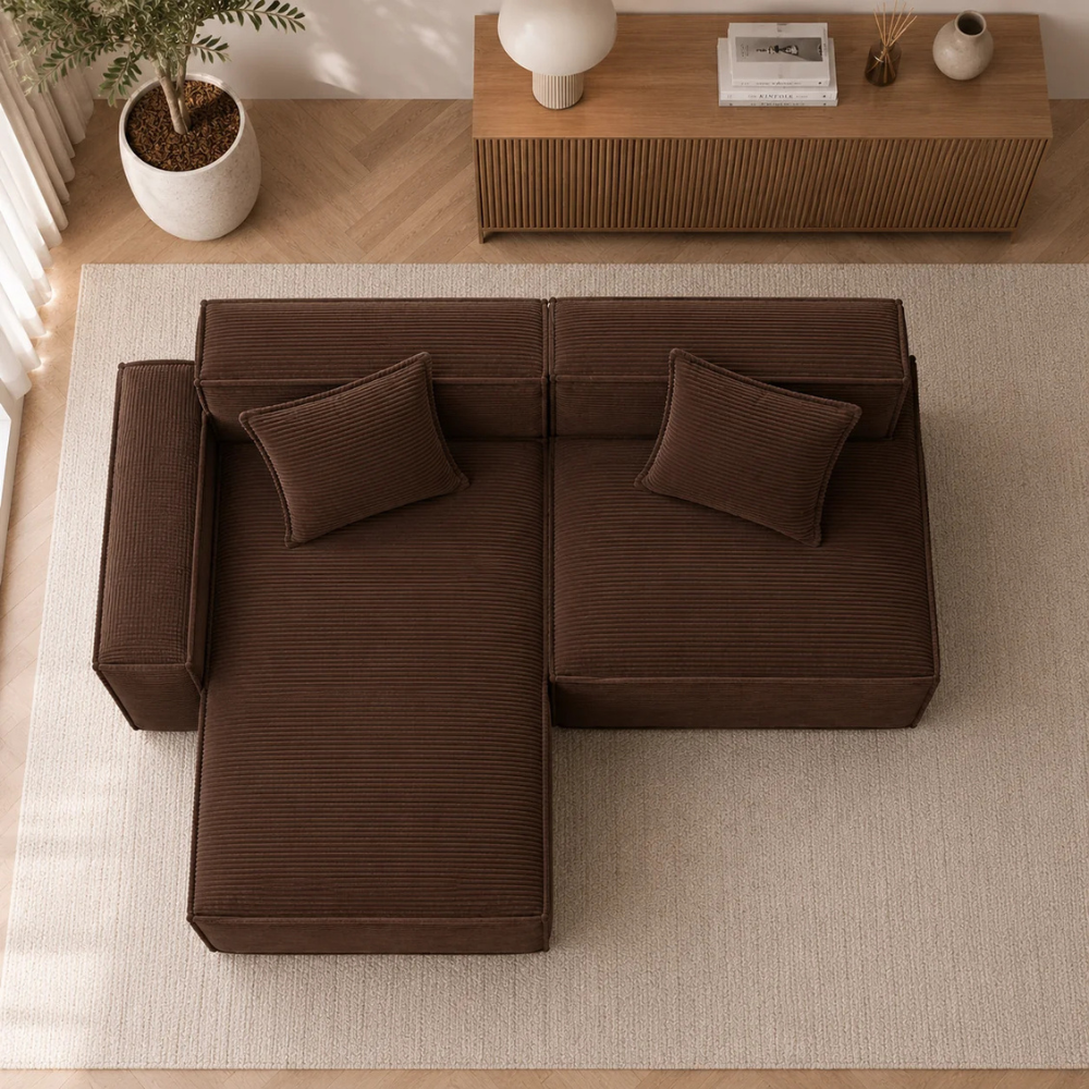 Canapé d'angle modulable en velours côtelé – Fuji