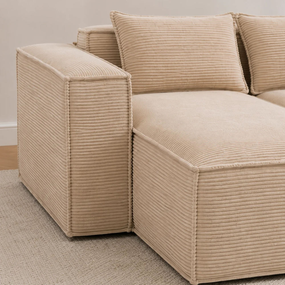 Canapé d'angle modulable en velours côtelé – Fuji