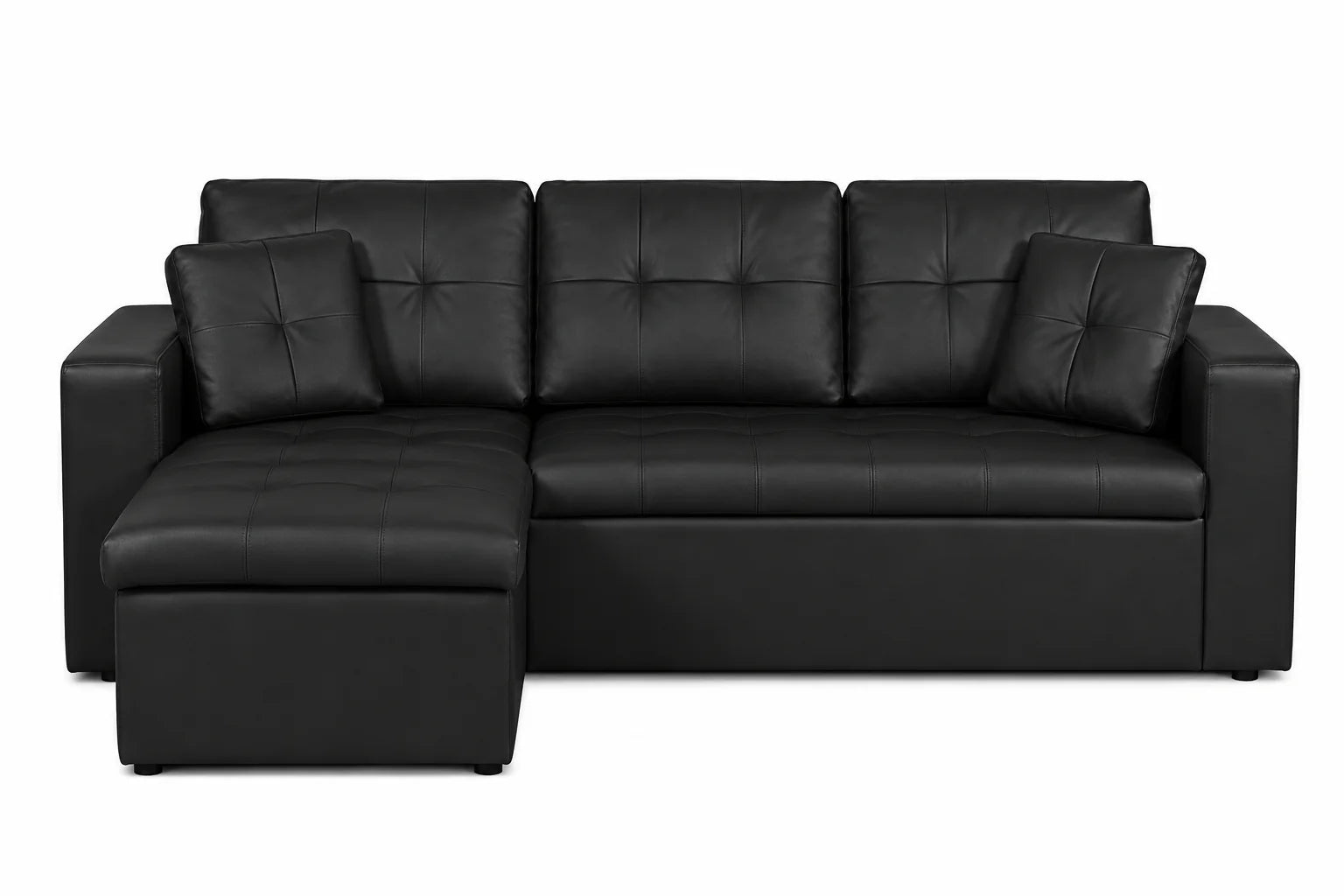 Canapé d'angle réversible convertible avec coffre de rangement en similicuir - Nova