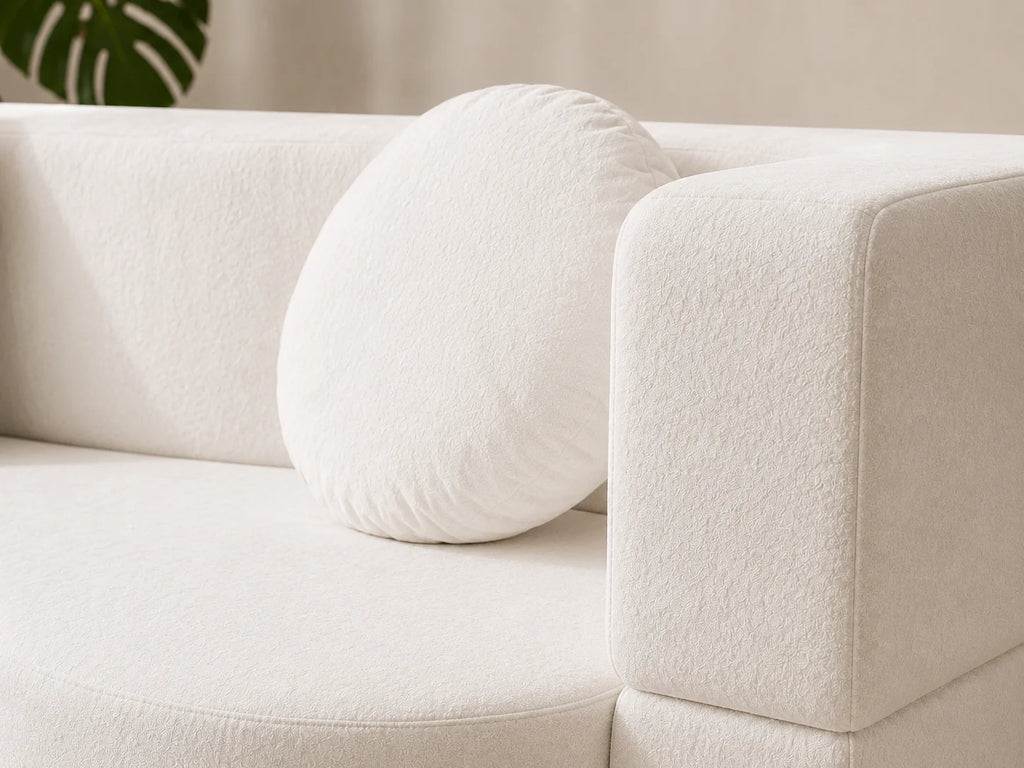 Canapé droit convertible en tissu chenille livré avec deux coussins - Oslo