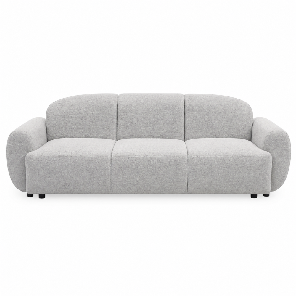 Canapé droit arrondi convertible en tissu bouclette - Osaka