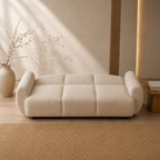 Canapé droit arrondi convertible en tissu bouclette - Osaka