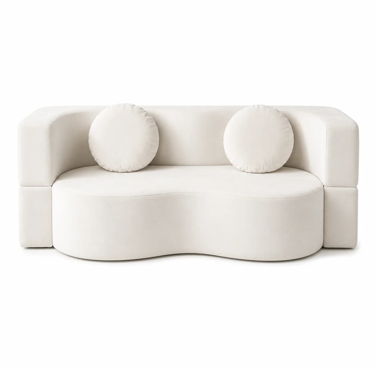 Canapé droit convertible en tissu chenille livré avec deux coussins - Oslo