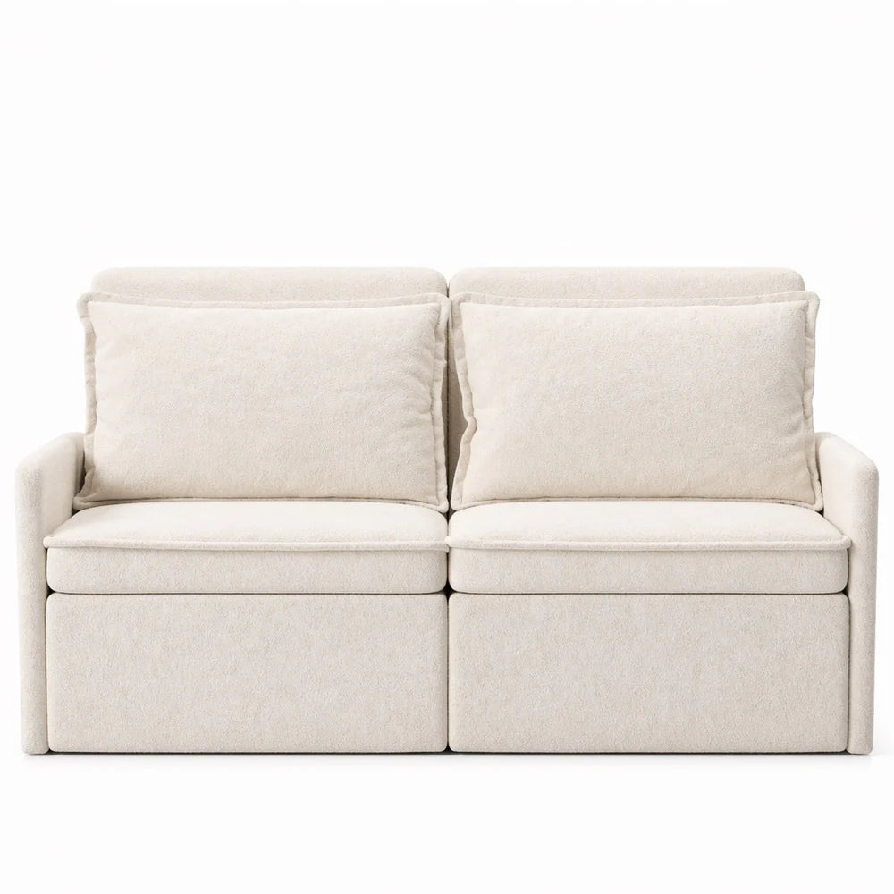 Canapé droit convertible en tissu chenille avec dossier réglable - Milan
